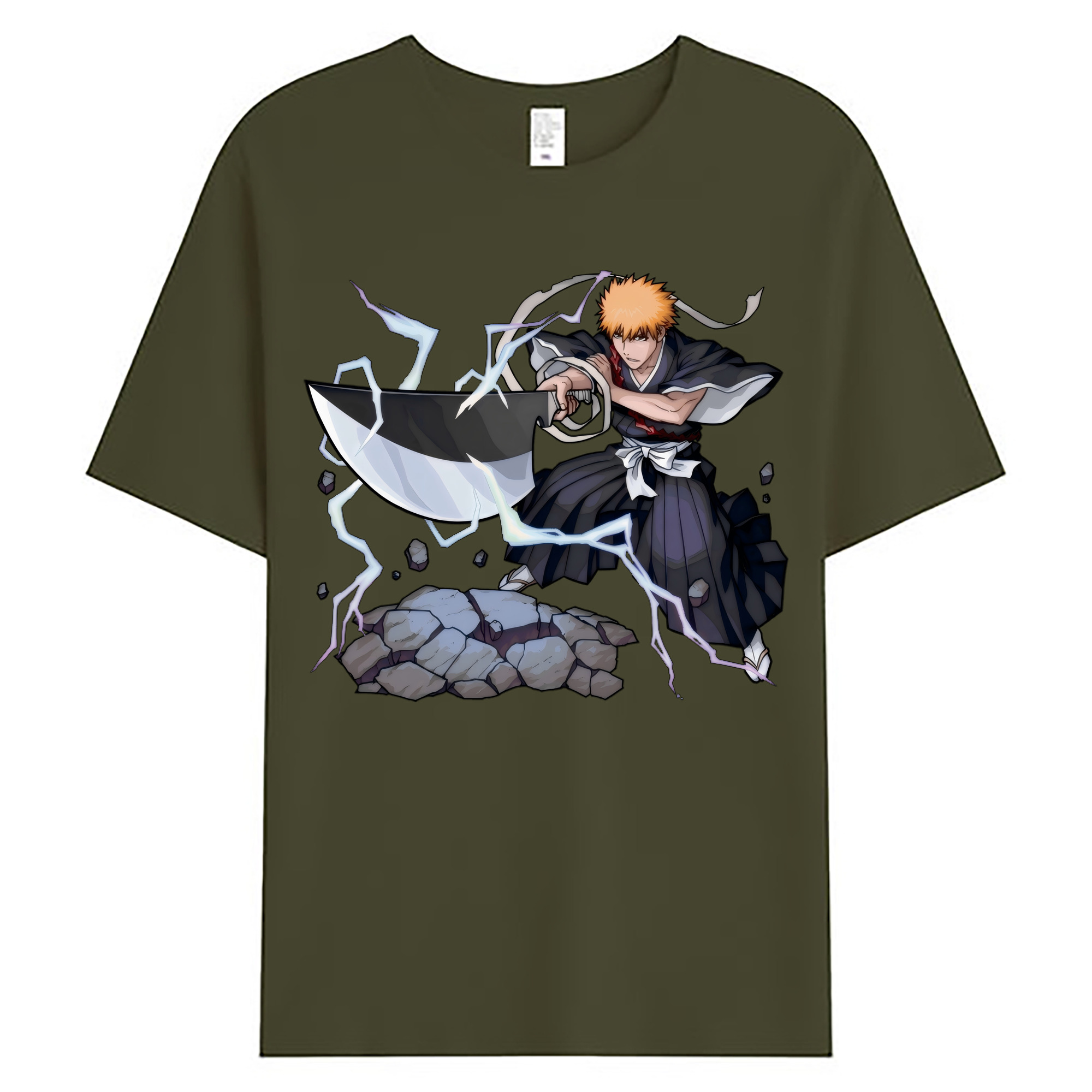 （画像用） ブリーチ 黒崎一護（くろさき いちご）BLEACH Kurosaki Ichigo 綿100％ メンズ半袖Tシャツ｜肌触りやわらか＆通気性